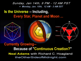 2018/01/14 – Neal Adams – Is the Universe — Including, Every Star, Planet and Moon … Currently Growing– Because of “Continuous Creation?”